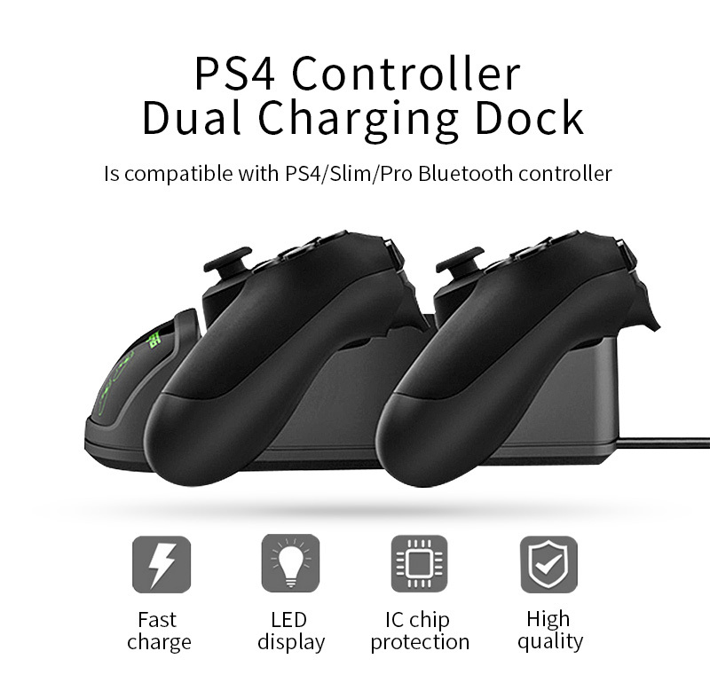  Estación de carga para controlador PS4, estación de carga  rápida VOYEE Fast PS4, base de carga dual para PS4 con indicador LED y  protección de carga compatible con el controlador Dualshock