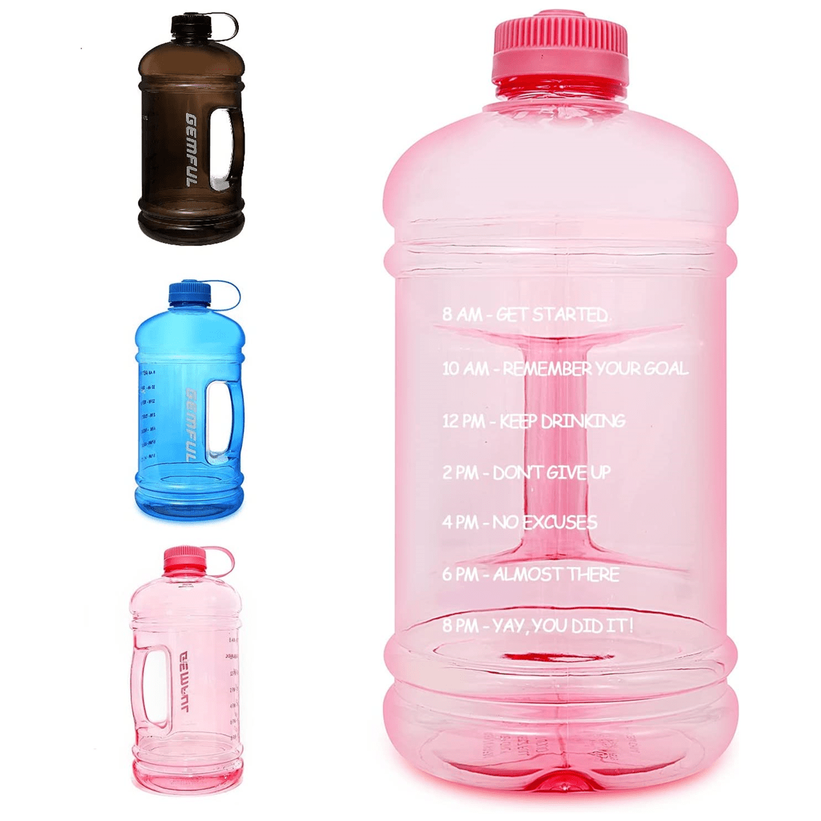 Threns 3 Pack Water Bottles Set with 2L Large Bottle 900ML Portable Bottle  and 500ML Mini Bottle Motivational Drinks Bottle with Time Marker  Leak-Proof Gradient Water Jug 