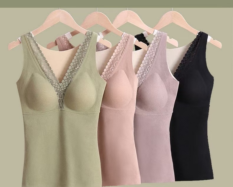 TANK THERMAL TOPS Shaper Thermal Underwear V-Neck 2pcs Winter Bra Women  $14.92 - PicClick AU