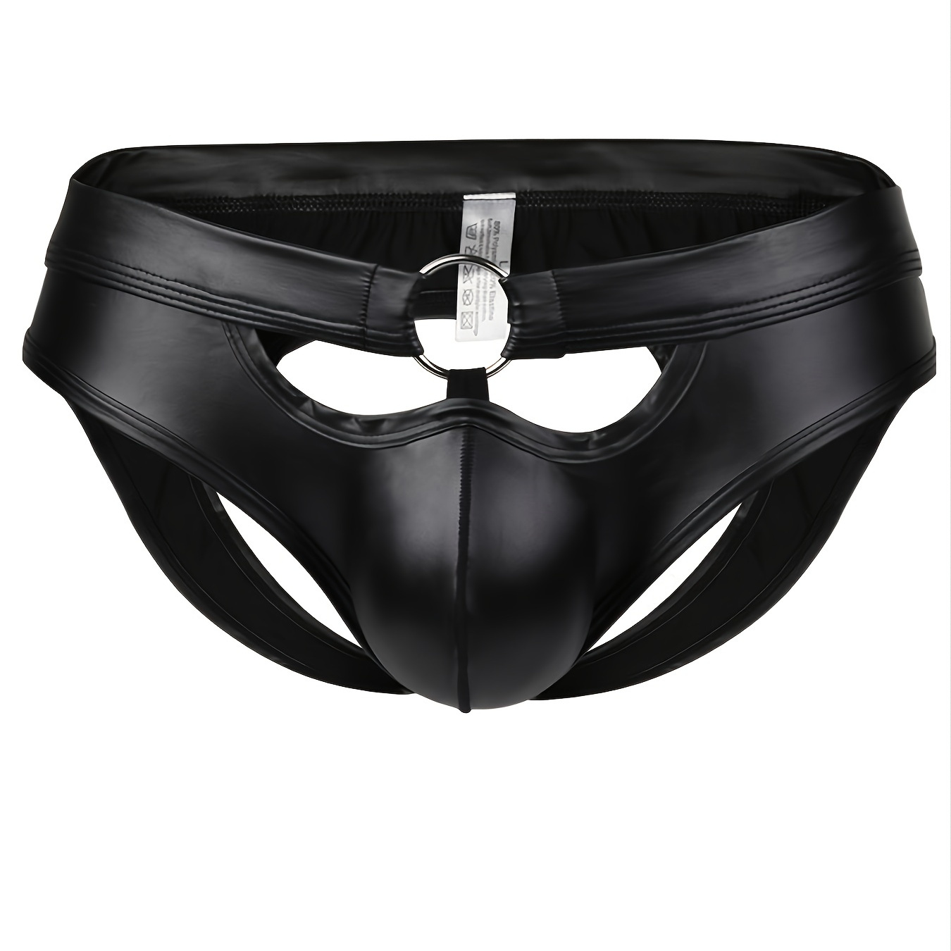 Men's Long Pouch Hollow G-strings & Thongs, Pu Leather Underwear | Free ...