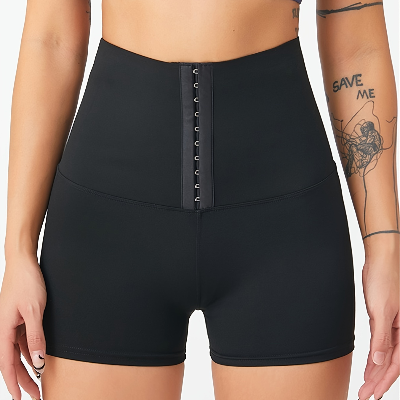 Women's Corset Waist Biker Shorts - Fitness and Activewear with Stretchy Fabric for Comfort and Support