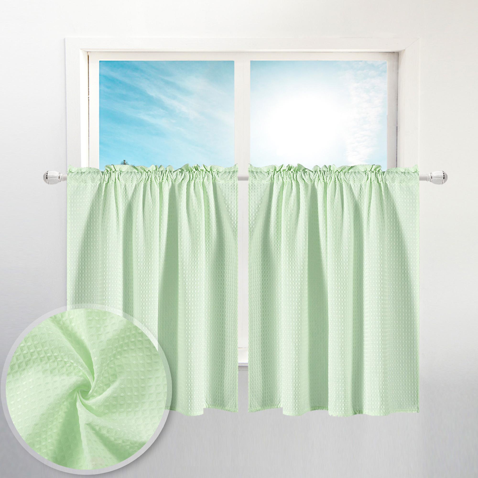 2pcs waffle weave   curtain bathroom small window curtain waterproof suitable for coffee shop and   set of 2 details 17