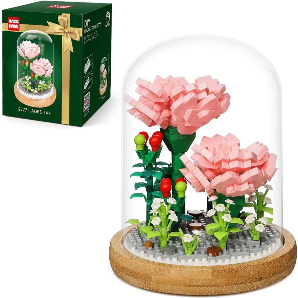 Mini Flower Bouquet Building Kit Sets Artificial Flowers for Kids Adult  Valentine's Mom Day Gifts Pink Rose (not Compatible with Lego Set)