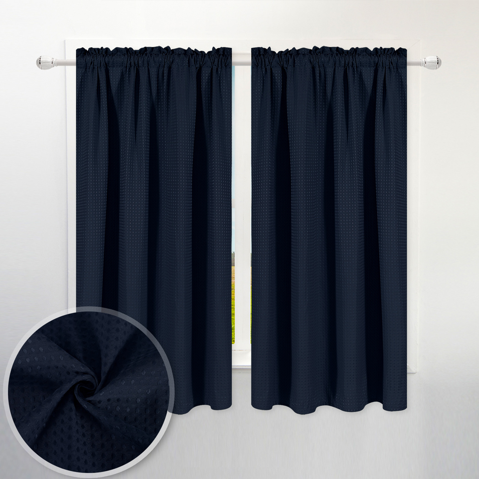 2pcs waffle weave   curtain bathroom small window curtain waterproof suitable for coffee shop and   set of 2 details 5