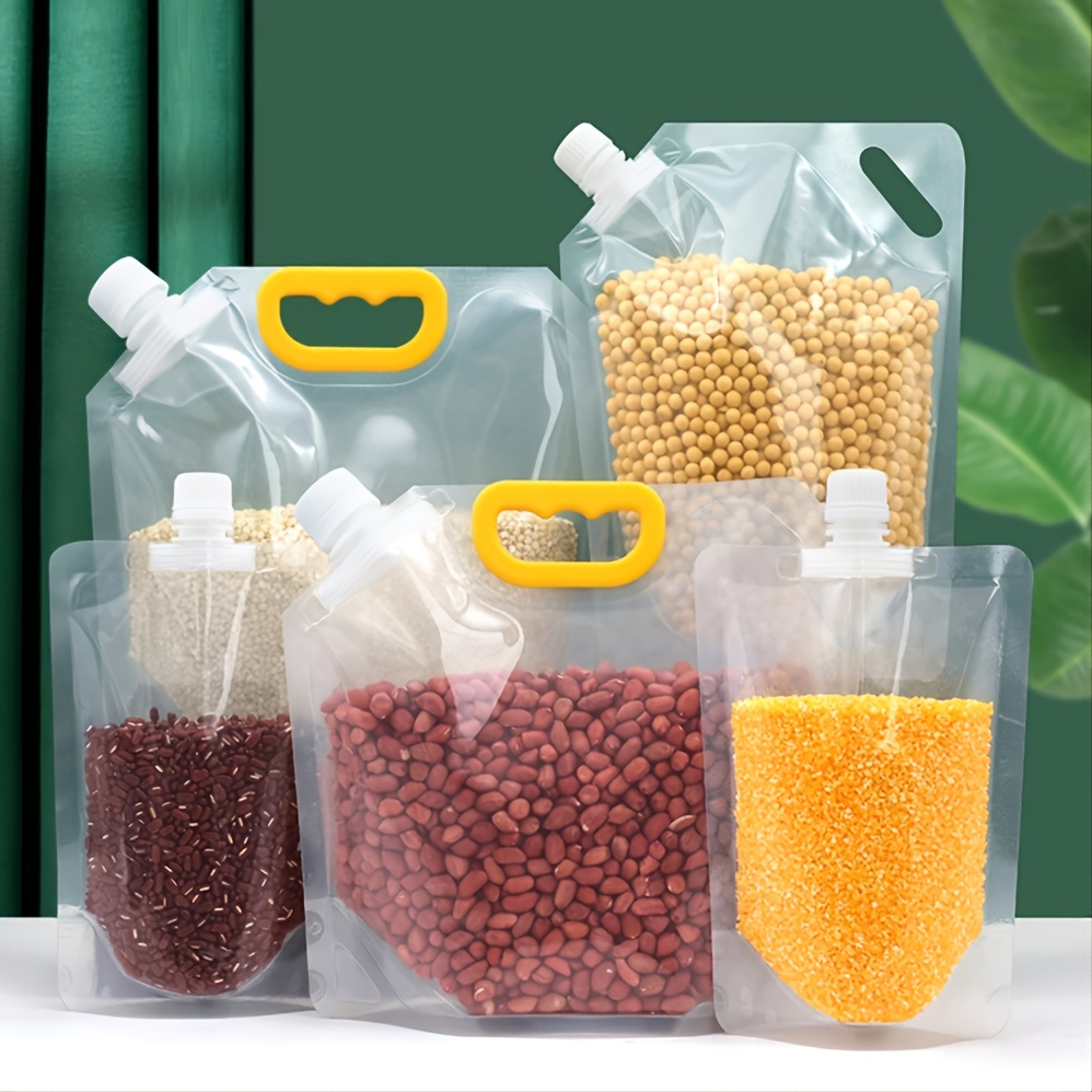 5pcs Reusable Sealable Bags, Handheld Sealable Bags, Rice & Grain