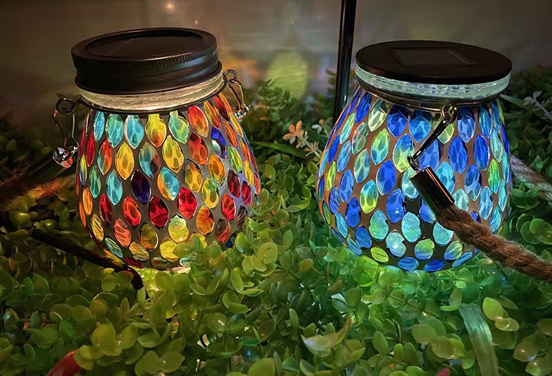 Lanterne solaire pour oiseaux, outil d'alimentation d'extérieur suspendu  avec verre coloré, décor de mosaïque, lanterne de jardin étanche -  AliExpress