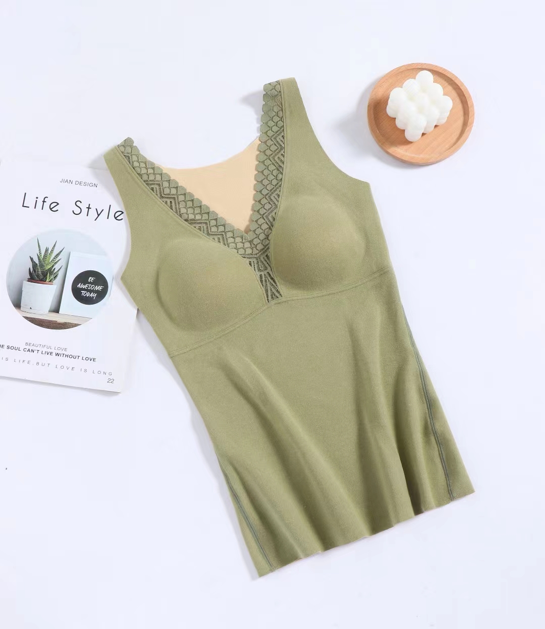 2-in-1 Built-in Bra Thermal Underwear Women's Thermal Tank Tops High  Stretch Underwear Without Trace Winter Fashion(A3,N-XXL)