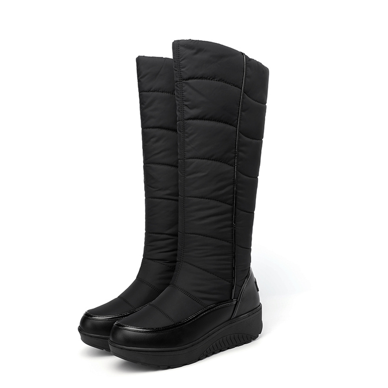 Image of Women's Mid-calf Winter Boots - Thickened Non-slip Rubber Sole, Warm Fleece Lining, Breathable Fabric & Synthetic Upper For Snowy Outdoor Activities, Red/white/black, Winter Boots