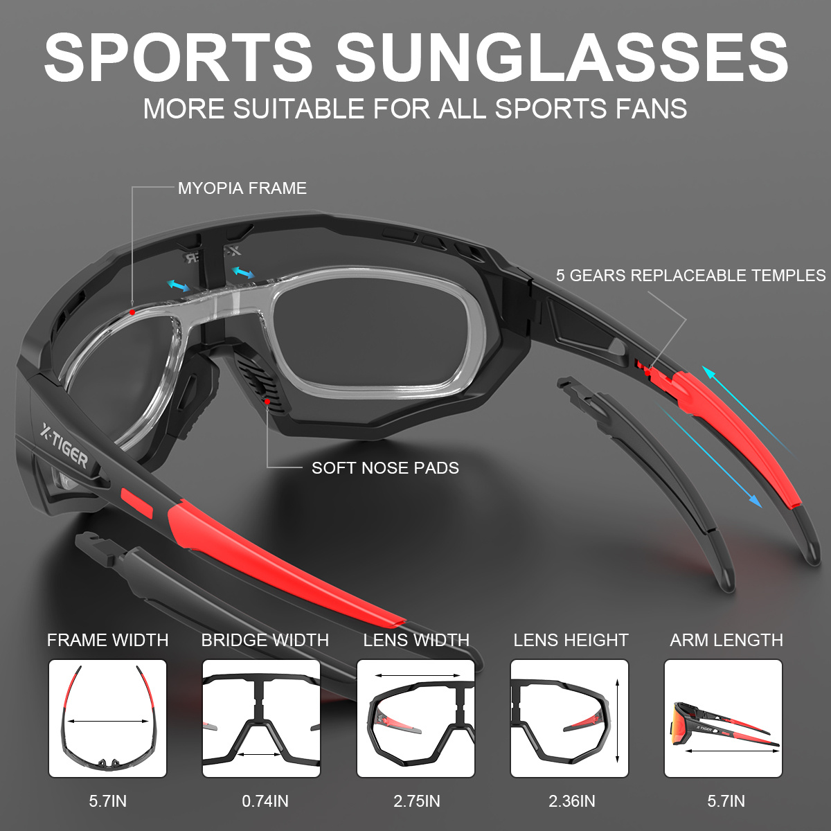 X-TIGER Gafas de ciclismo fotocromáticas para hombres y mujeres, gafas de  sol deportivas transparentes para MTB Bike Baseball Running Protección UV