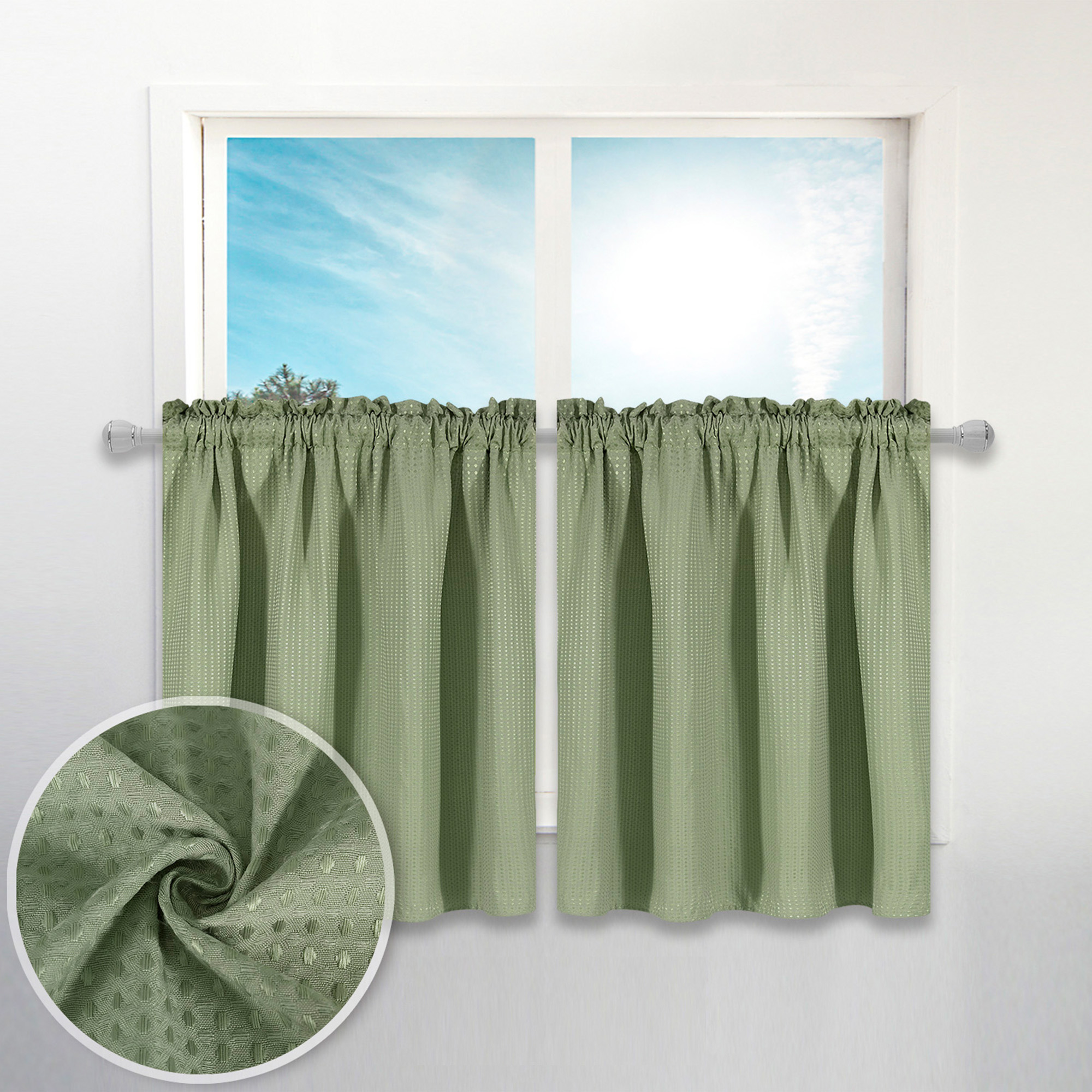 2pcs waffle weave   curtain bathroom small window curtain waterproof suitable for coffee shop and   set of 2 details 18