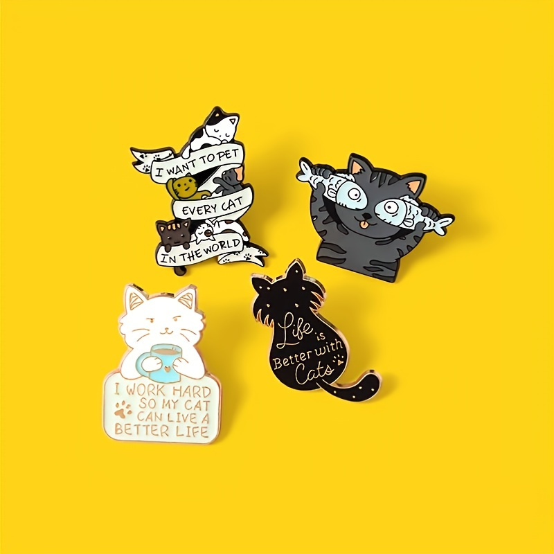 Adorable Enamel Pins With Cartoon Milk Panda Cats And - Temu