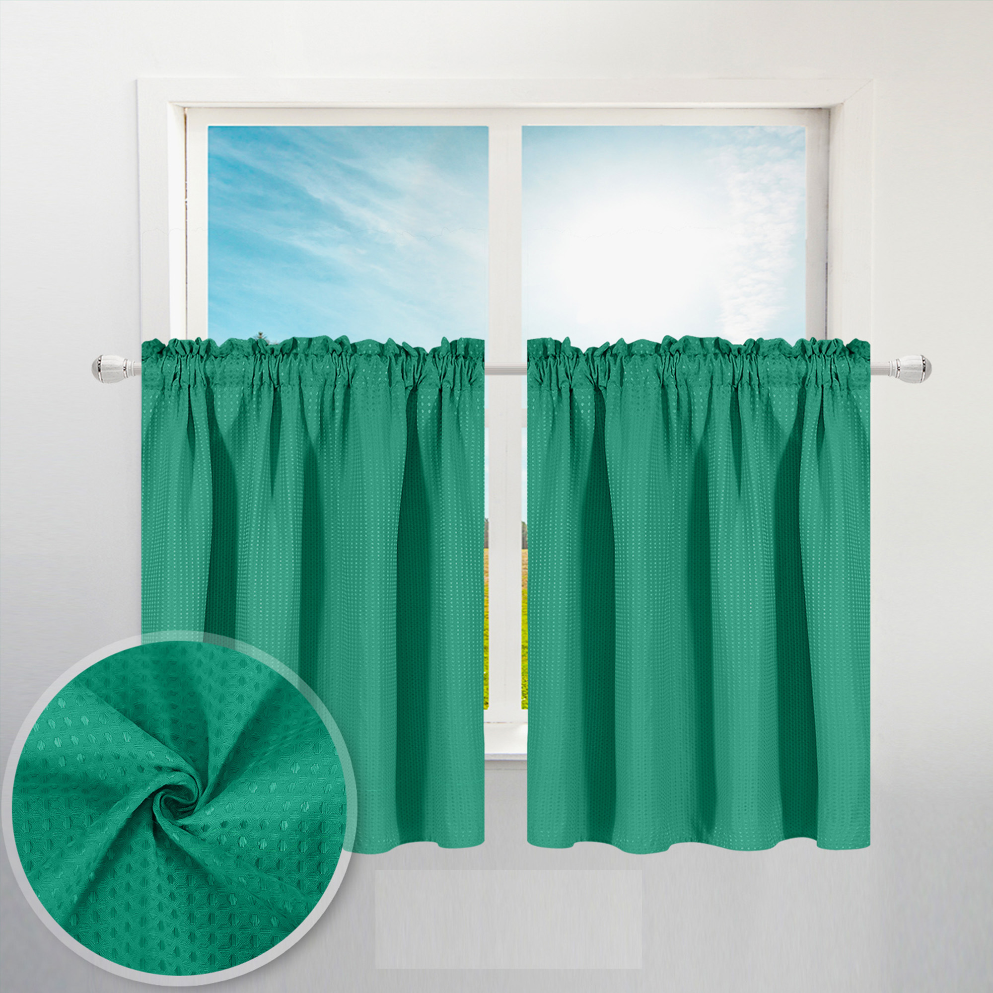 2pcs waffle weave   curtain bathroom small window curtain waterproof suitable for coffee shop and   set of 2 details 19