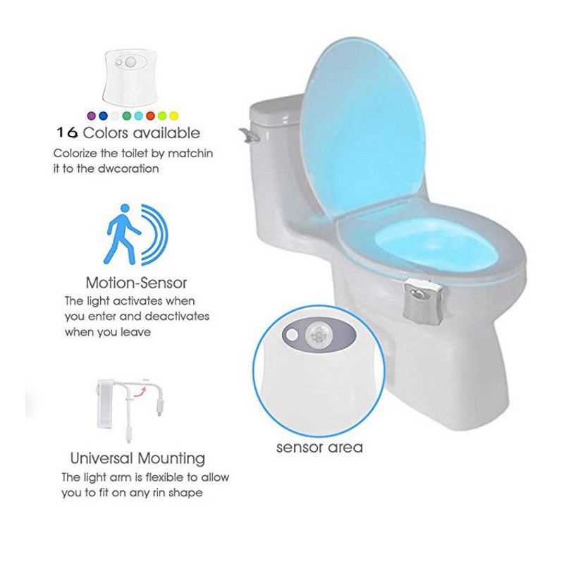 16 Colors Toilet Night Light Bowl Human Motion Sensor Automatic