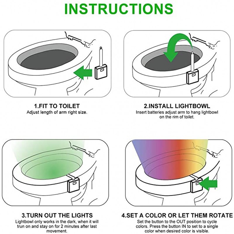 16 Colors Night Light Toilet Night Light, Automatic Motion Sensor, gif –  Spiffydripthings