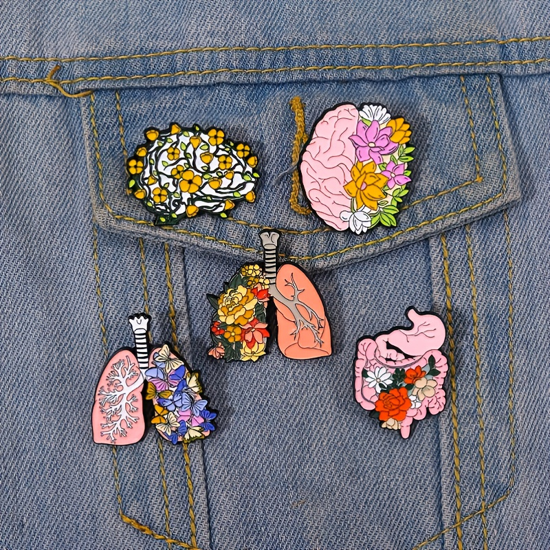 

Floral Organ Enamel Anime Pins Custom Brain Lung Intestines Stomach Brooches Lapel Badges Cartoon Plant Jewelry Gift