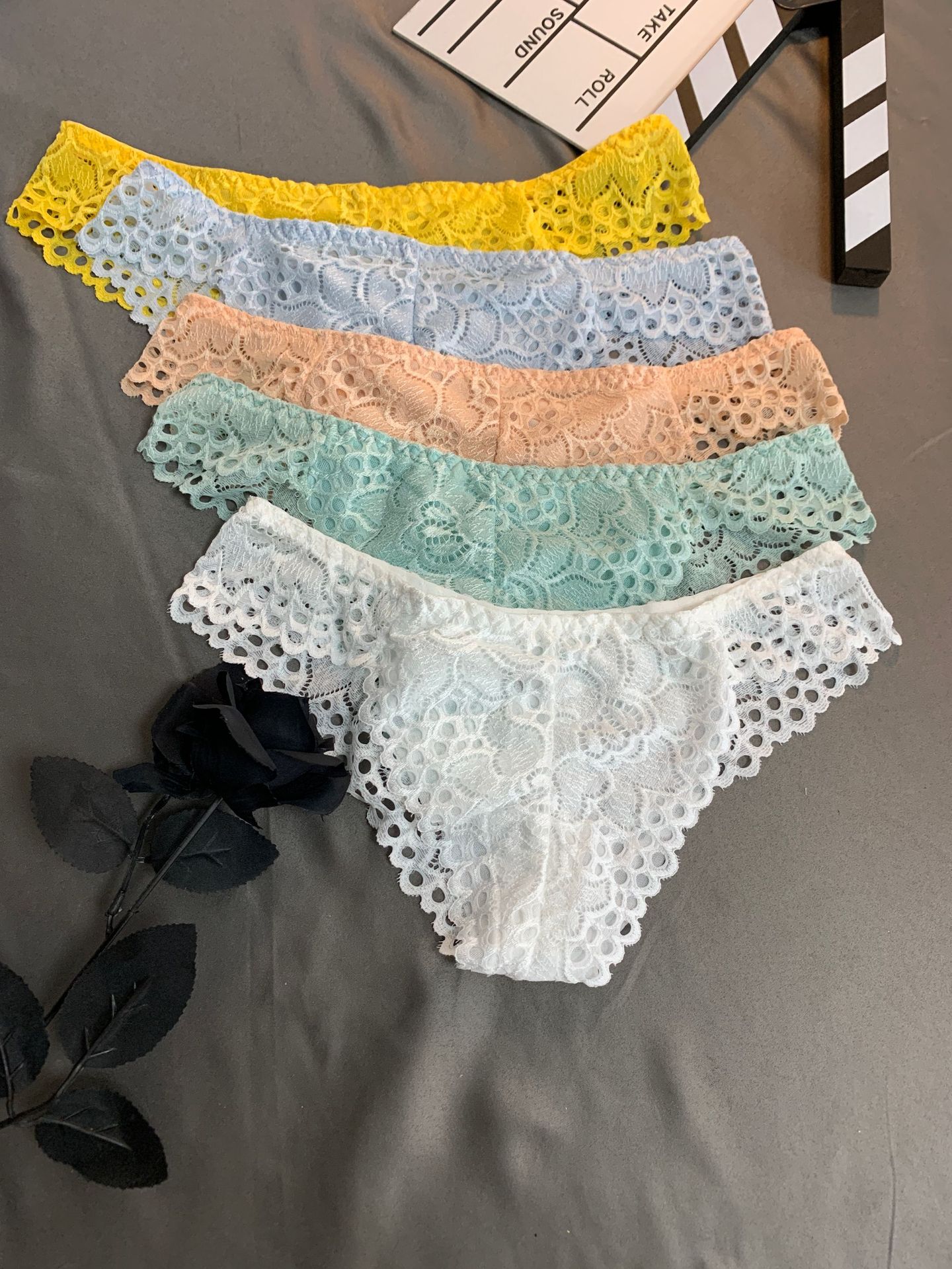 Sexy Lace Semi Sheer Thongs Low Waist Cheeky Panties Womens Temu