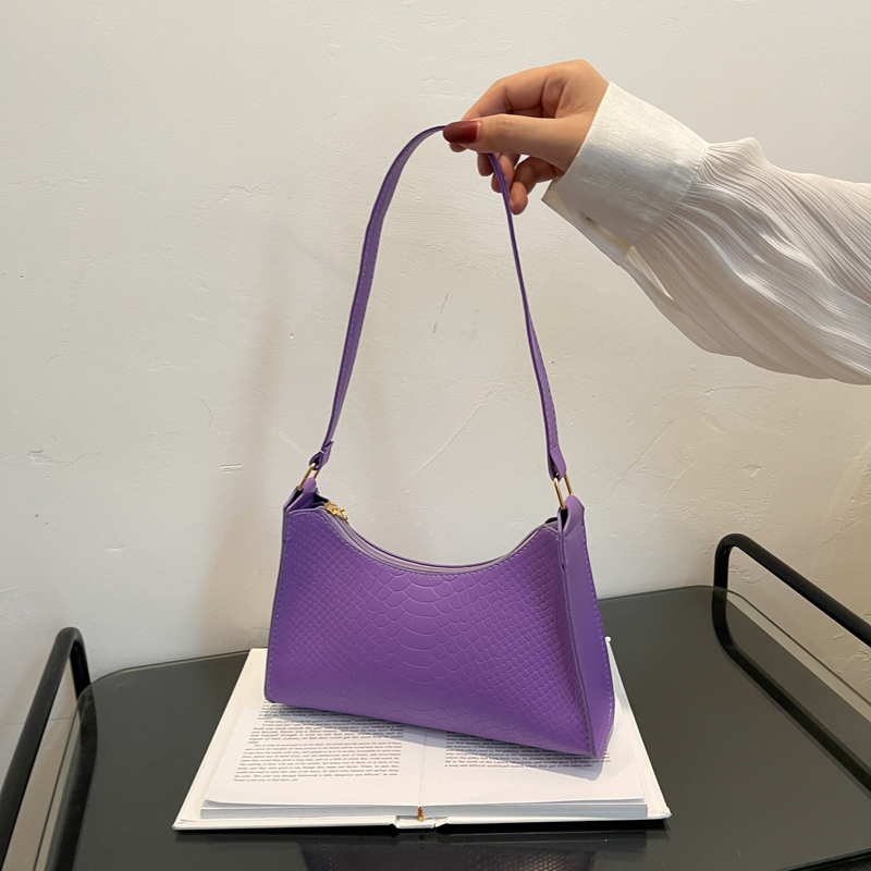 Hermes shoulder handbag, purple crocodile leather