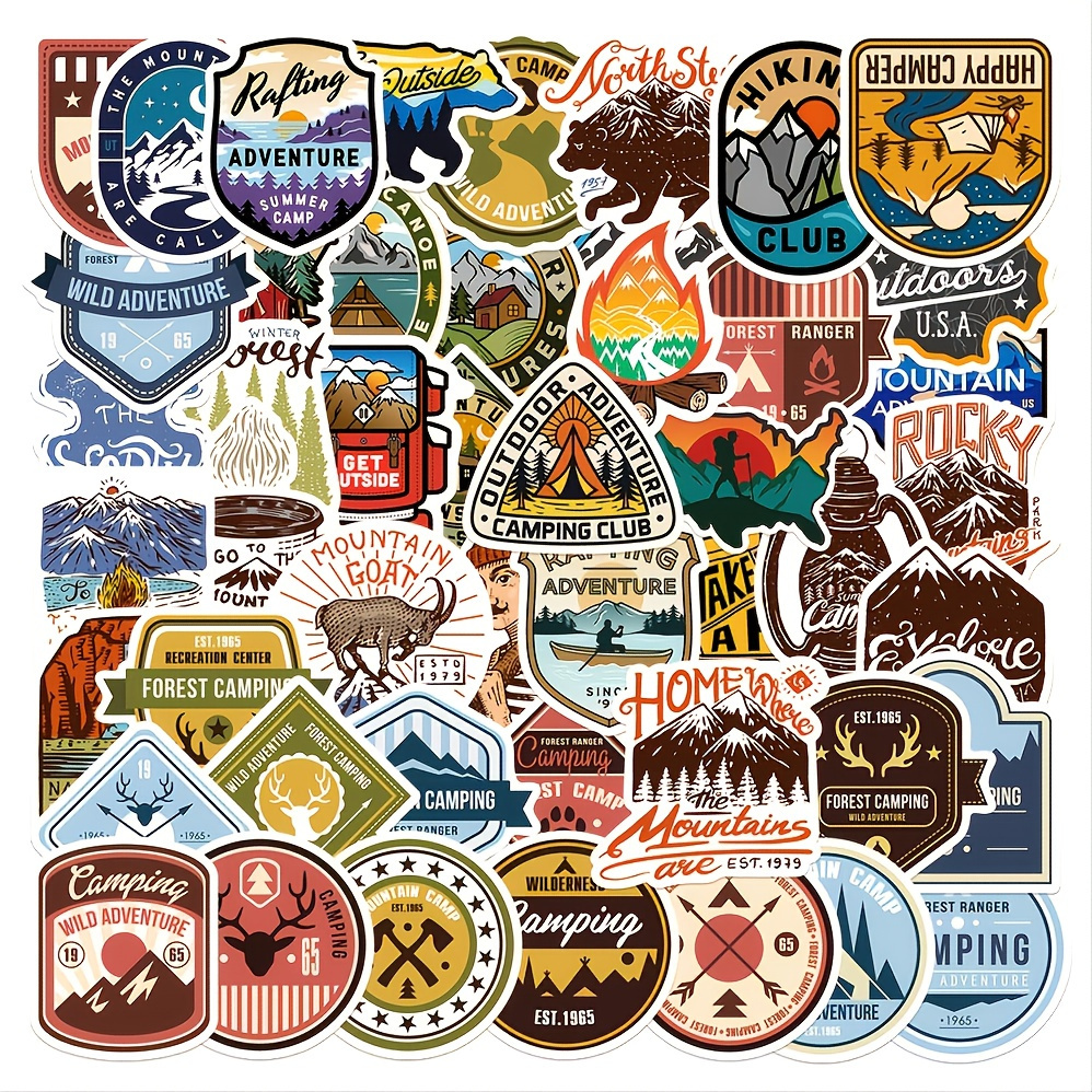 Stickers for Water Bottles Outdoor, Nature Stickers Camping Stickers  Adventure Stickers for Yeti Stickers for Cooler Stickers and Decals  Waterproof