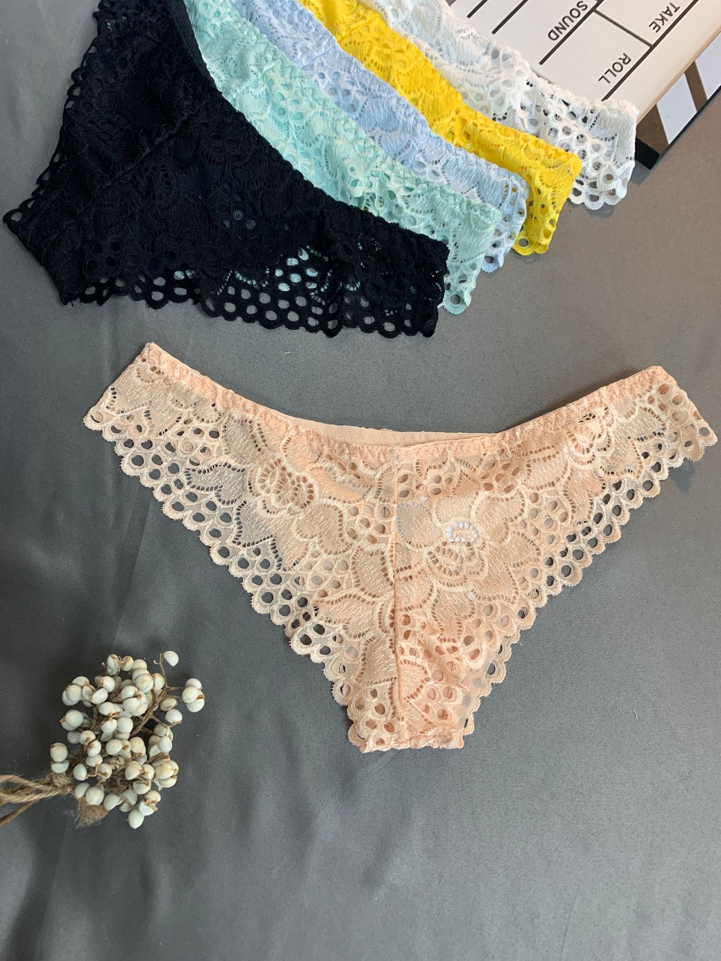 Sexy Lace Semi Sheer Thongs Low Waist Cheeky Panties Womens Temu