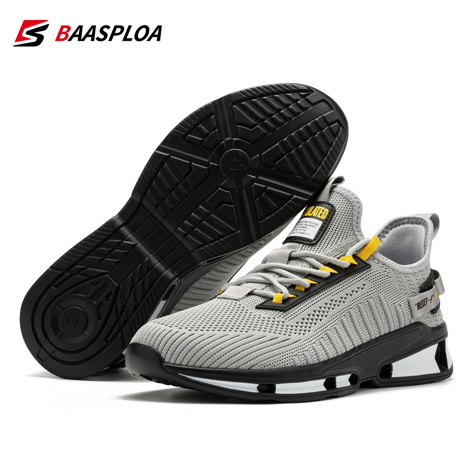

Baasploa Men's Breathable Running Shoes, Shock Absorbing Trainers Sneakers