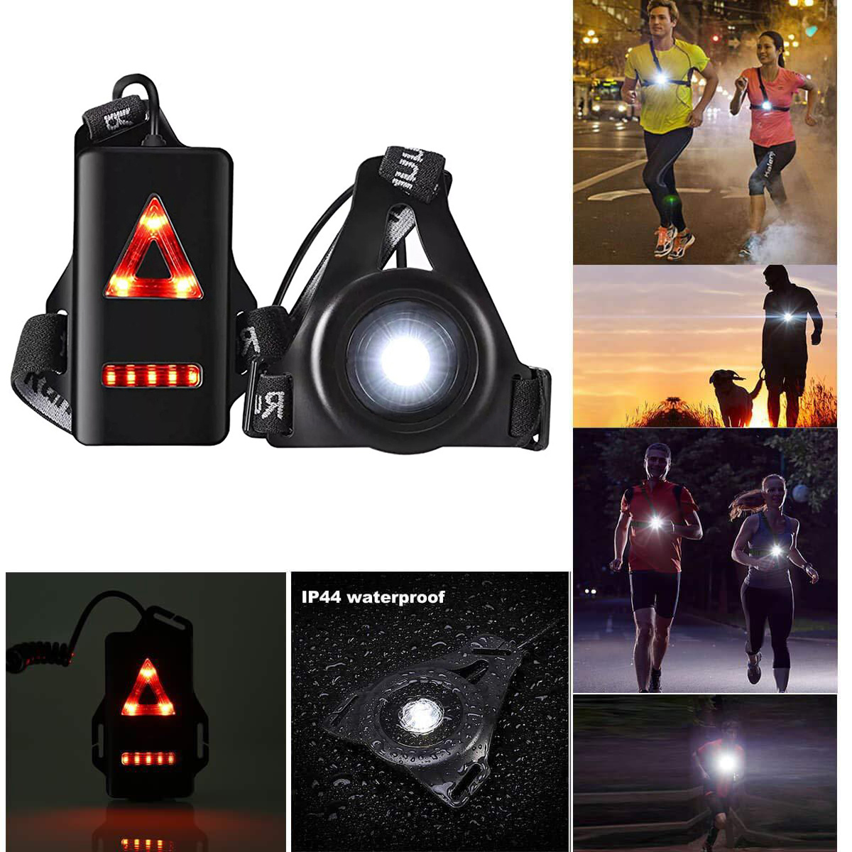 RUNNING LIGHT CHEST USB LED Lamp Reflective Armband Jogging Night-Torch  U8D3 $10.20 - PicClick AU