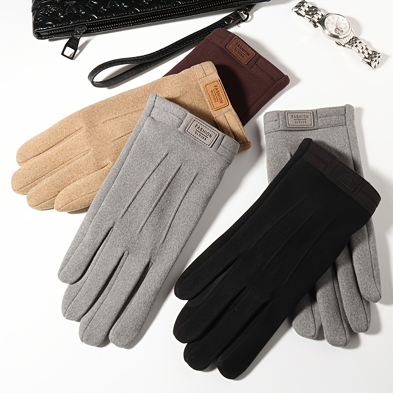 

Men's Solid Color Touch Screen Cold Protection Gloves, Ideal Choice For Gifts