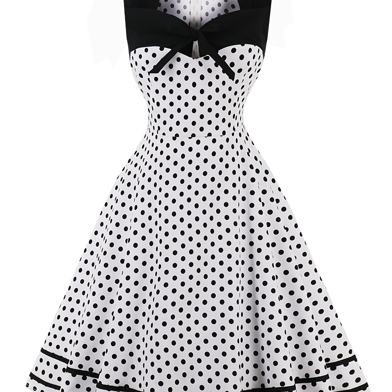 Polka Dot Print Square Neck Bow Decor Dress, Women's Cotton Polka Dots ...