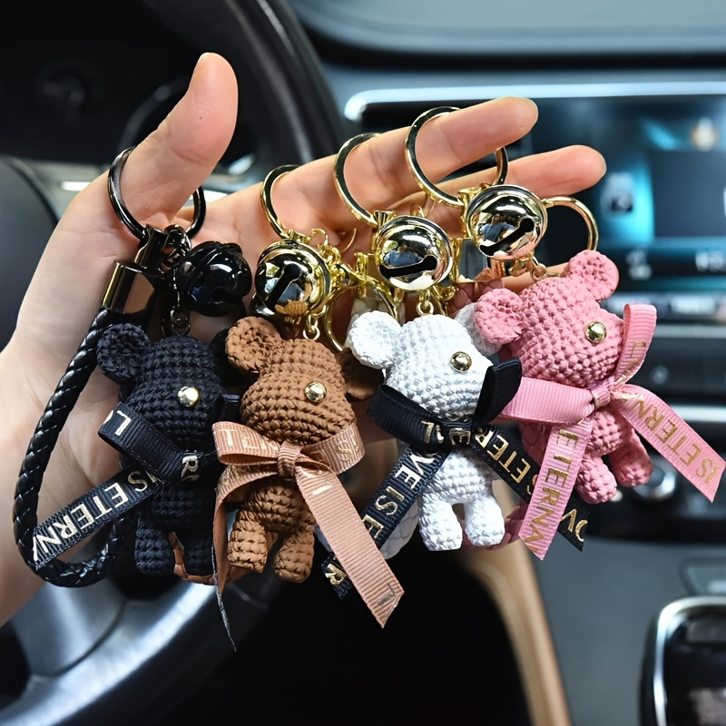 Cute Bear Key Chain Resin Bow Bell Rabbit Keychain Weaving Fashion Doll Bag  Pendant Holiday Car Key Ring For Girls Gift - AliExpress