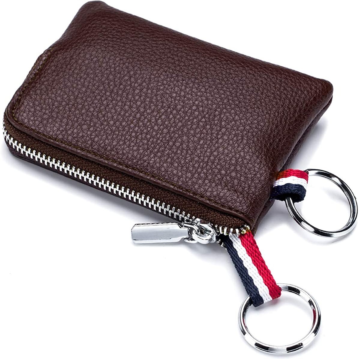 Men's Genuine Leather Wallet Keychain Wallet Coin Purse, Coffee