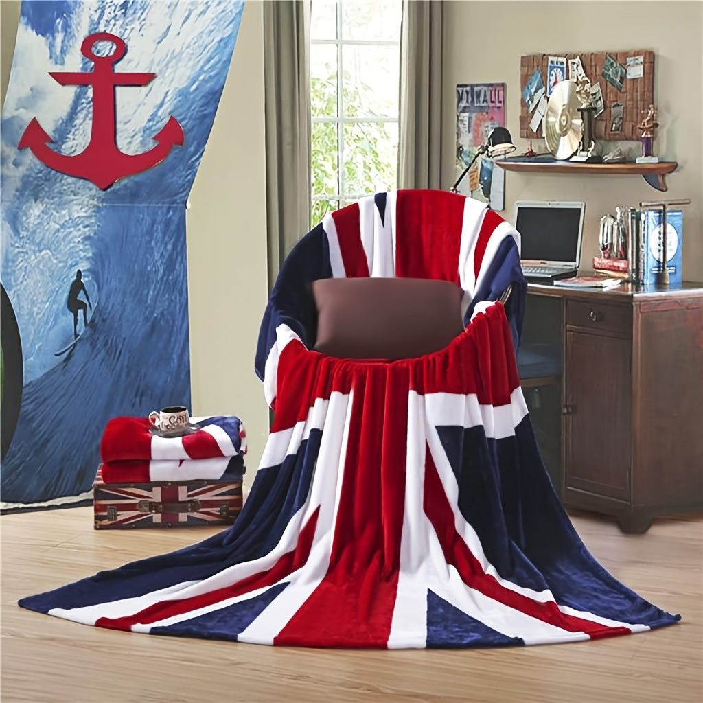 

1pc Super Soft British Flag Bed Blanket - Warm And Plush Fleece Throw For Couch, Sofa, Car, And Travel - Machine Washable - 59x79 Inches