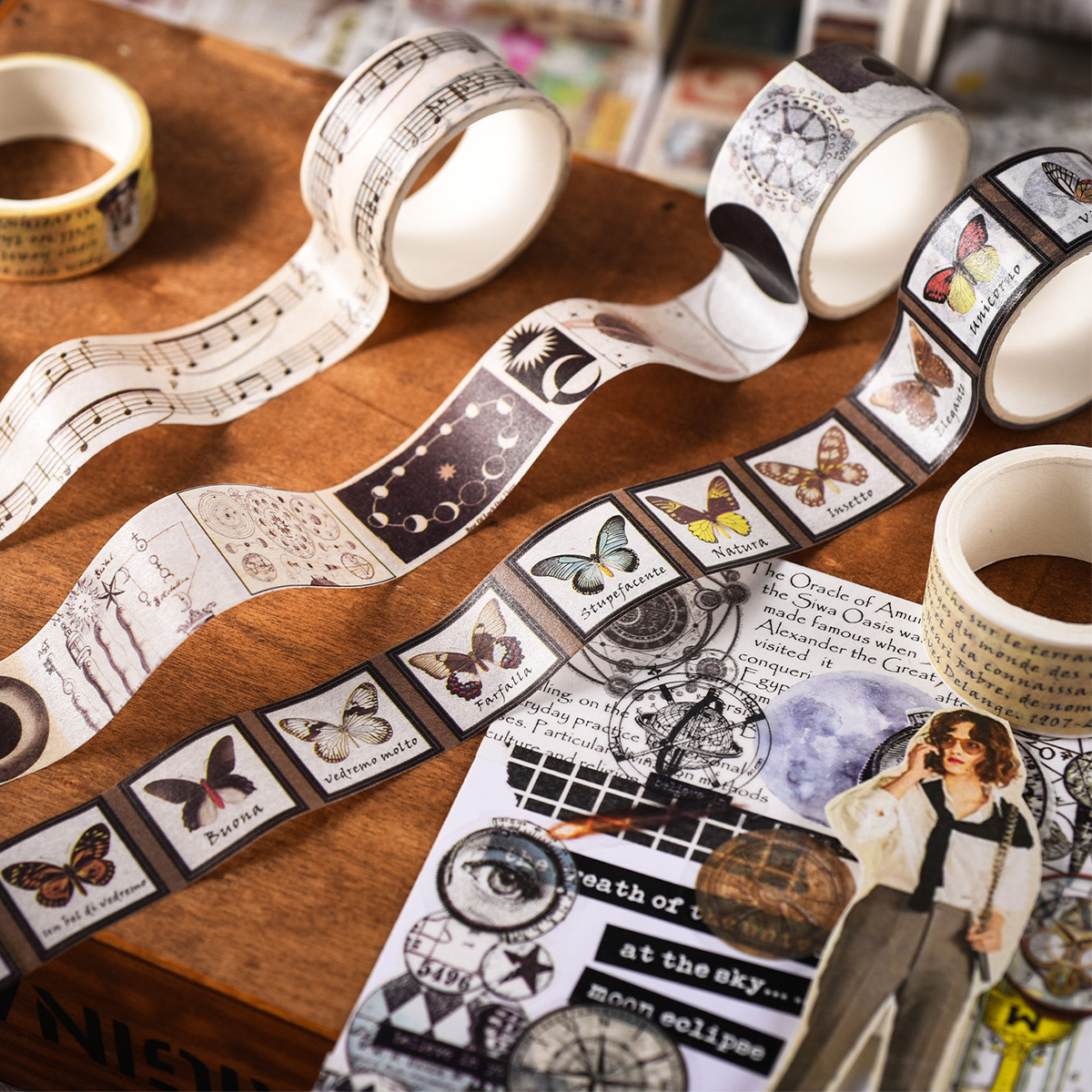 HEVIRGO Vintage Washi Tape Decorative Paper Masking Tape DIY Adhesive  Scrapbook Sticker 