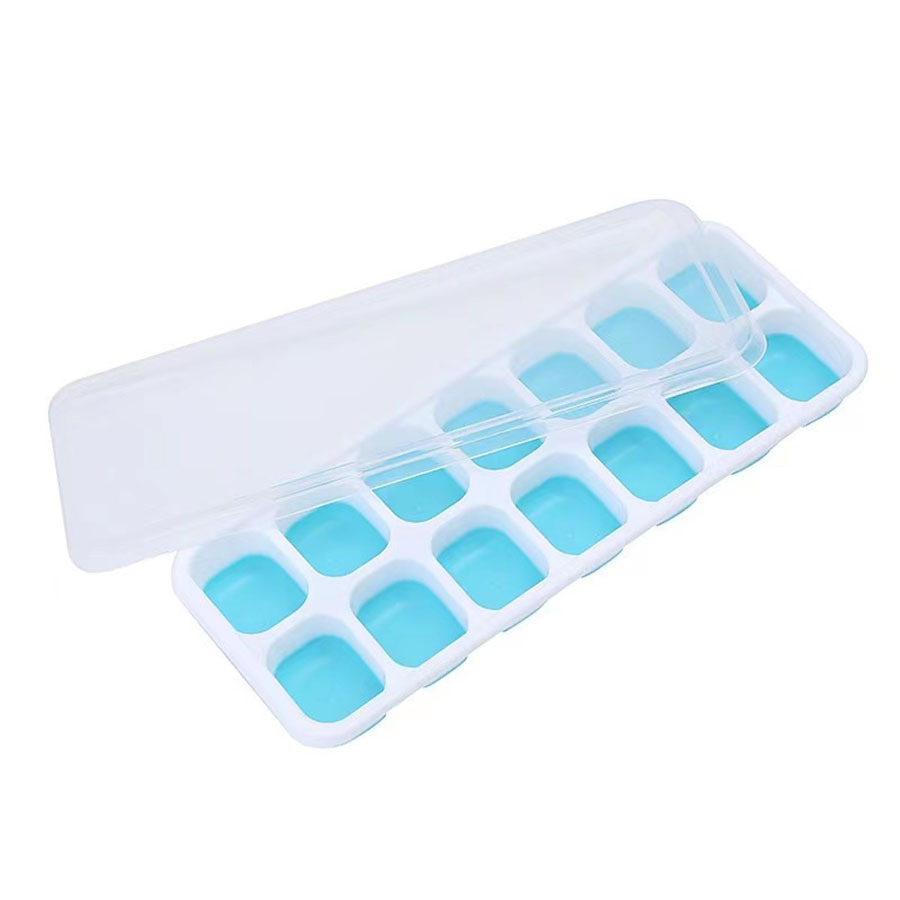 Ice Cube Tray with Lid and Storage Bin Easy-Release 55 Ice Tray with  Spill-Resistant