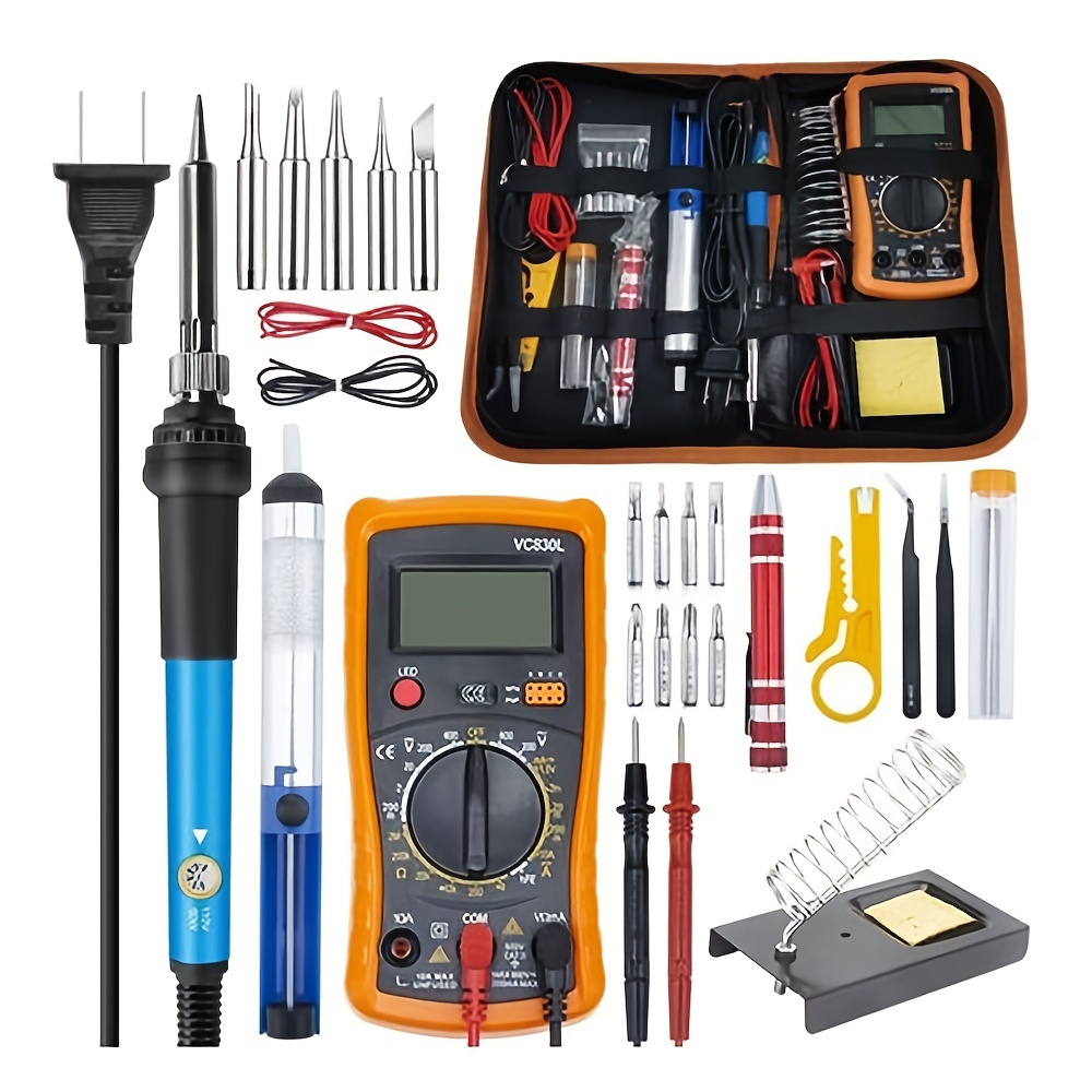 19pcs Set Temperature Adjustable Soldering Iron Digital Display