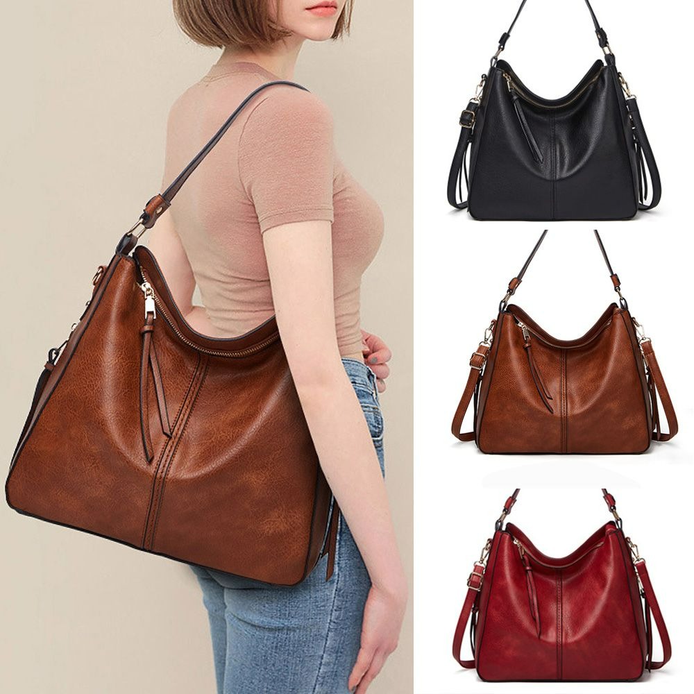Faux Leather Tote Bag Fashion Zipper Crossbody Bag With Temu