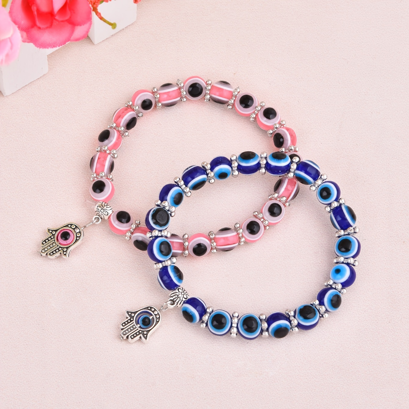 1pc Vintage Blue Eyes Devil's Eye Stretch String Bracelet