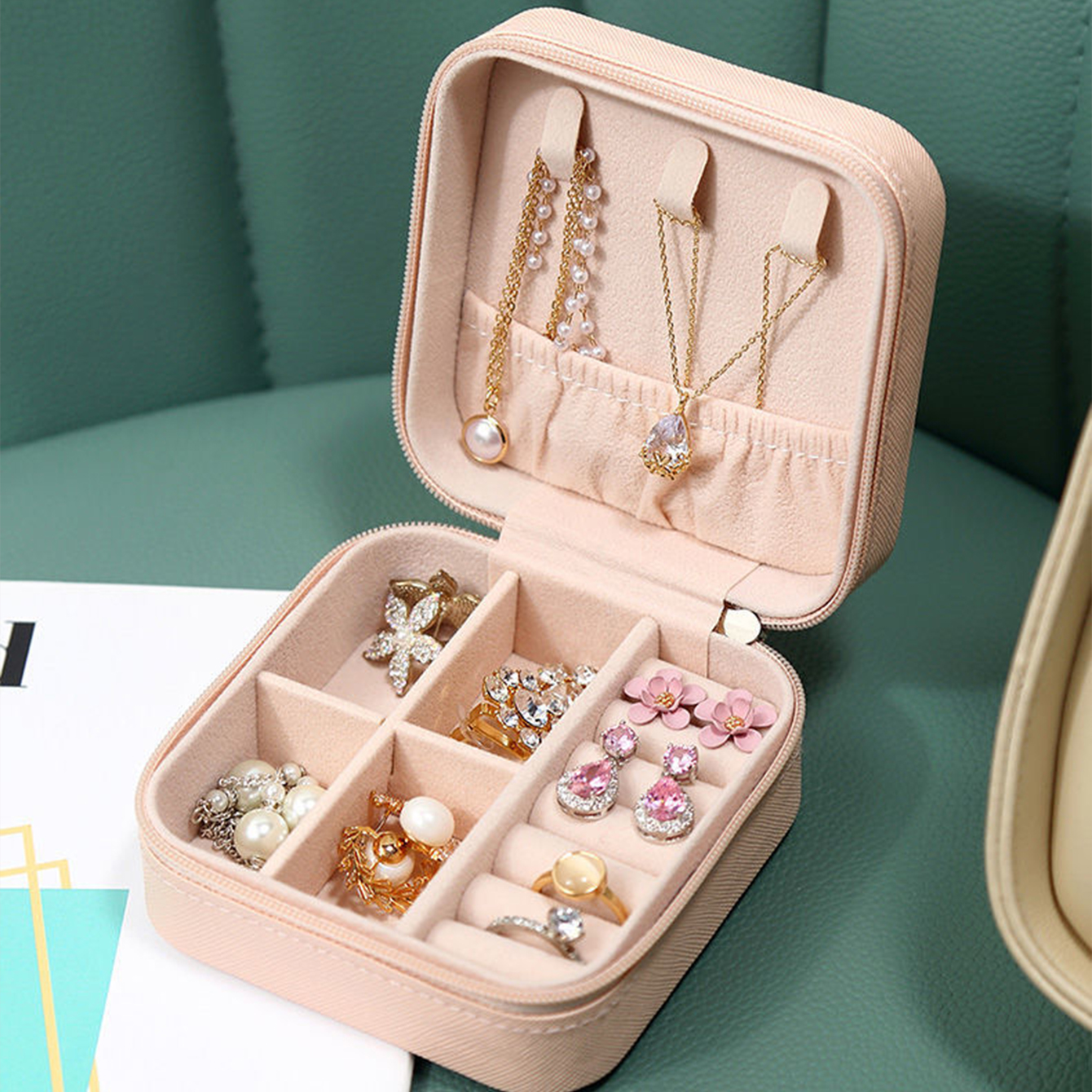 Portable Travel Mini Jewelry Box Leather Jewellery Ring - Temu