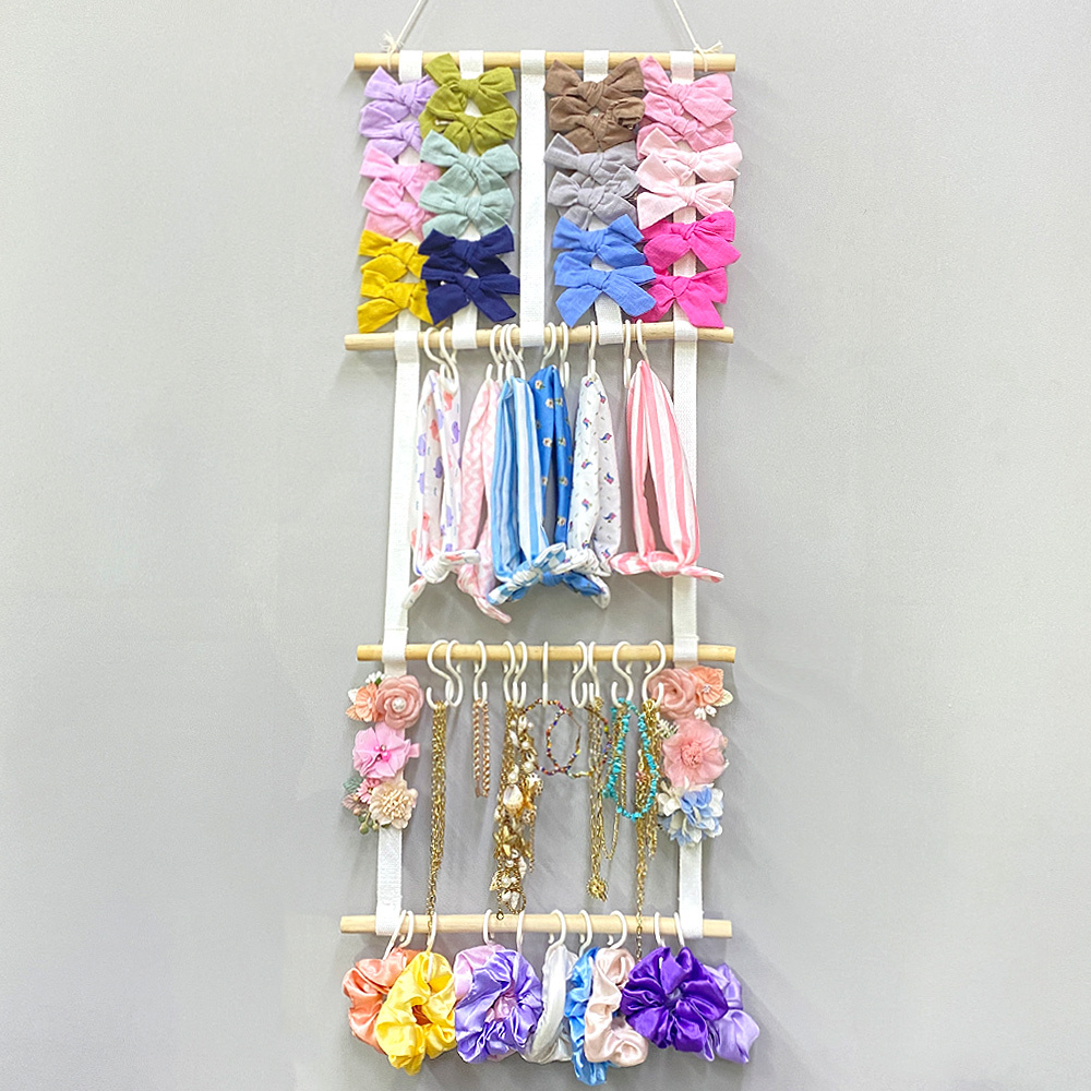 Bow Holder for Girls Hair Bows Organizer - Baby Headband Holder for Hair Clip and Accessories Storage, Hair Bow Hanger Organizer for Nursery and Girls