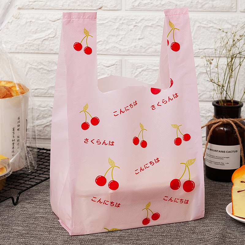 Supermarket Plastic Bags Pink  Cherry Blossom Packaging Bag