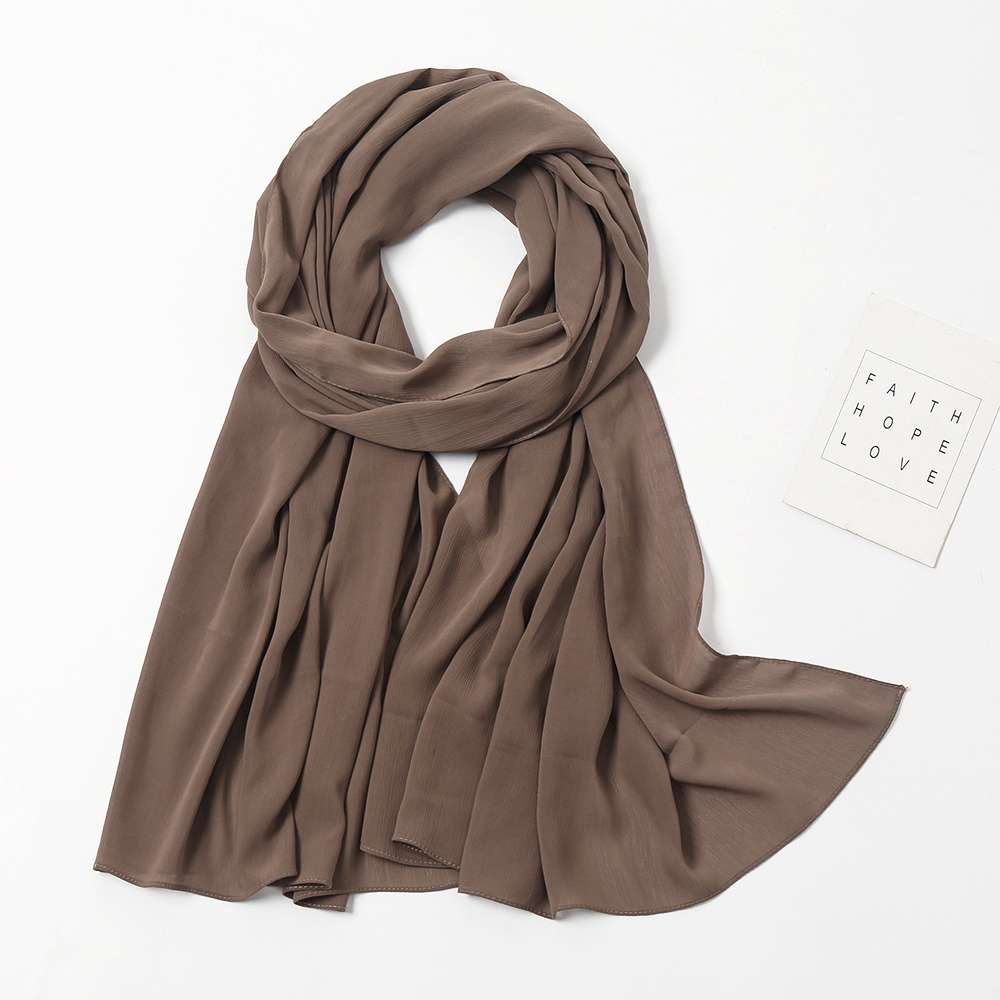 LONG CHIFFON SHAWL - TAN