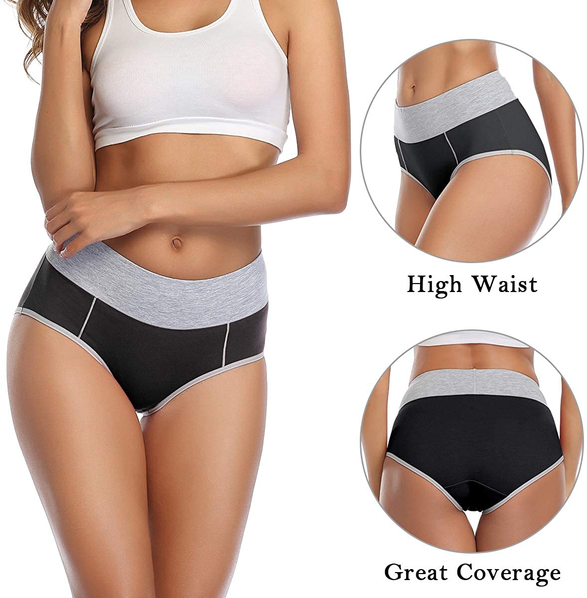 Buy MISSWHOWomen's High Waisted Cotton Underwear Soft Breathable Full  Coverage Stretch Briefs Ladies Panties 5-Pack Online at desertcartINDIA