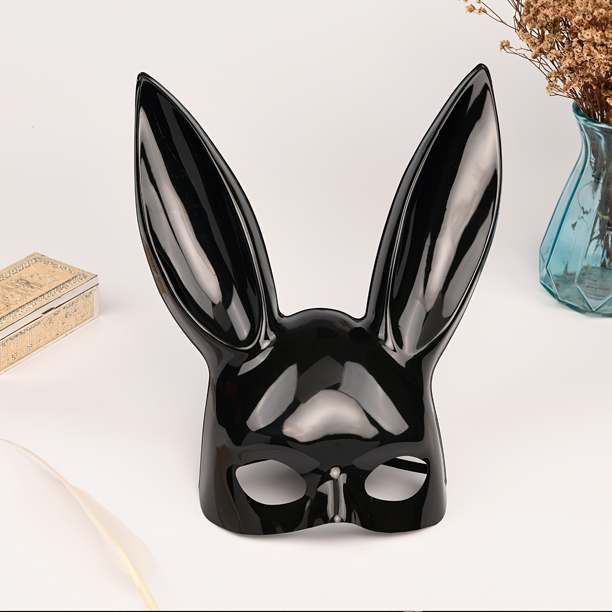 Bunny Mask, Black Bunny Mask Women Masquerade Rabbit Mask Long Ears ...