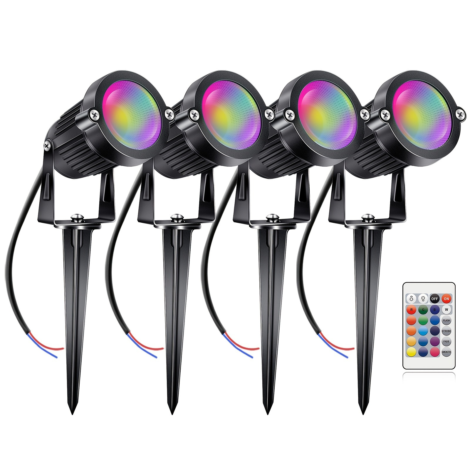 GreenClick RGB LED Landscape Lighting Low Voltage 6-in-1 with Remote  Control, 16 Color Changing Landscape Lights IP65 Waterproof Outdoor  Spotlights