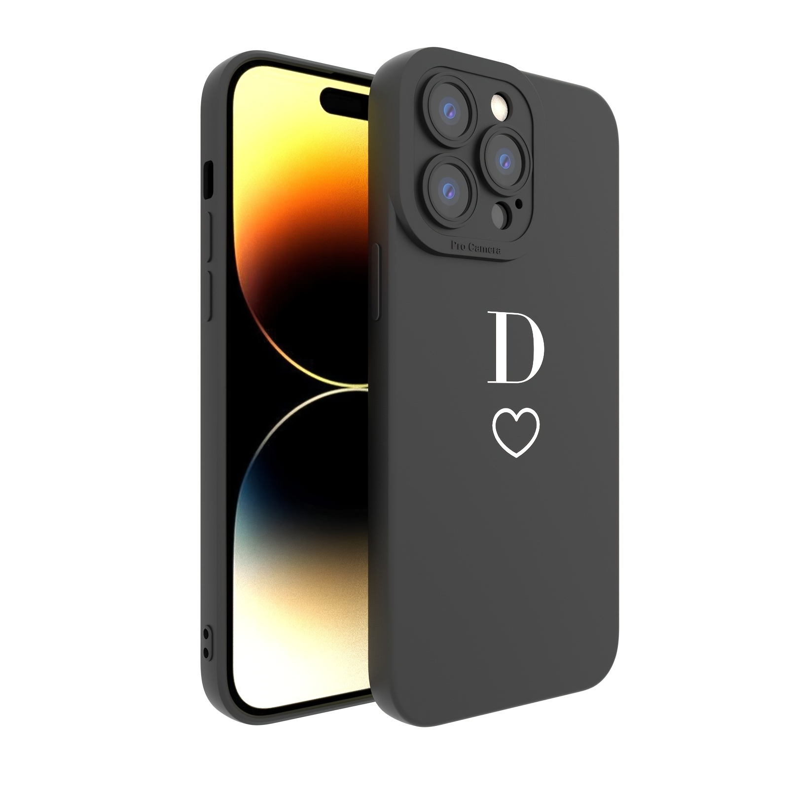 Heart Letter D Graphic Name Soft Silicone Anti-Drop Phone Case For IPhone7/7P/8/8P/X/XS/XR/Xs Max/11/11pro/11pro Max/12/12 Mini/12 Pro/12pro Max/SE2/SE3/13mini 13/13pro/13pro Max/14/Plus/14pro/14pro Max For Iphone Multi-Series