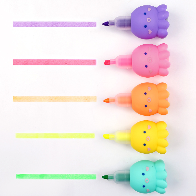 6 pack of small octopus shaped highlighters 3mm tip for vibrant colors details 1