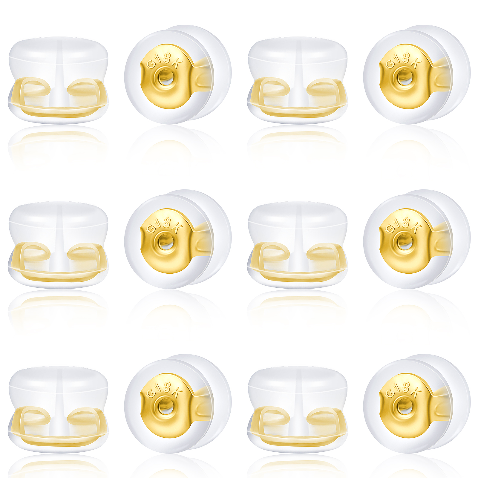 earring backings - 14k yellow gold, silicone