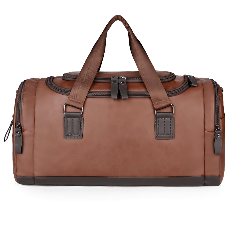 leather duffle bag with pockets