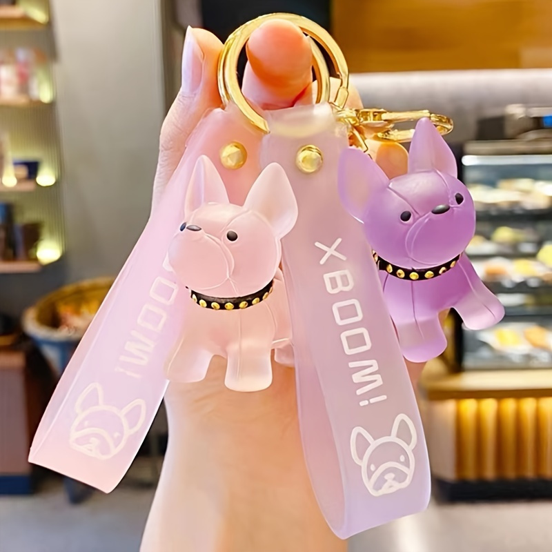 French Bulldog Crystal Tassel Keychain Bag Accessories