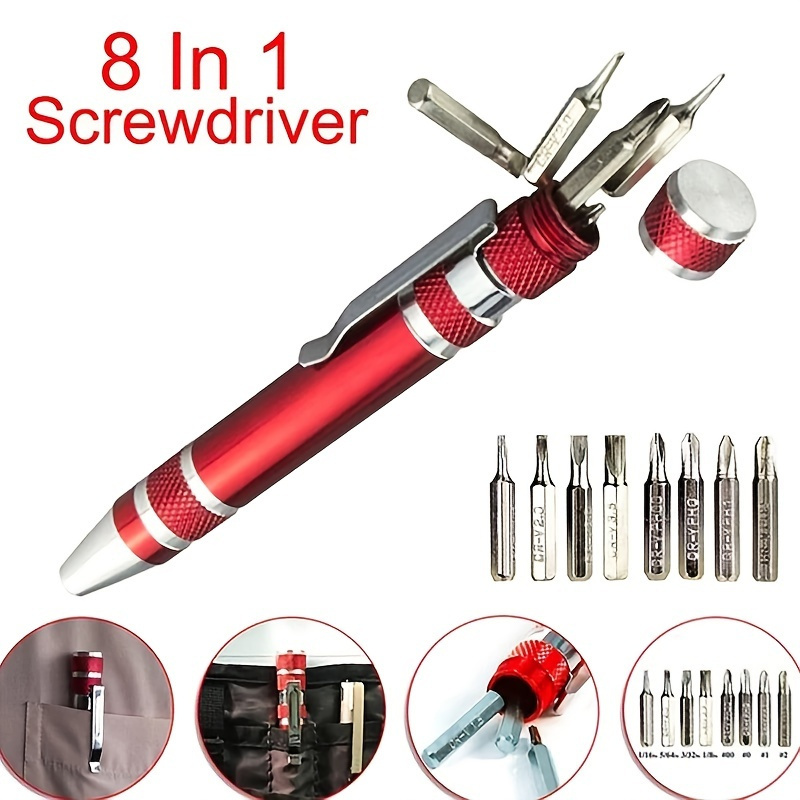 

8-in-1 Aluminum Alloy Screwdriver Pen - Changeable Bits For Easy Repairs & Disassembly