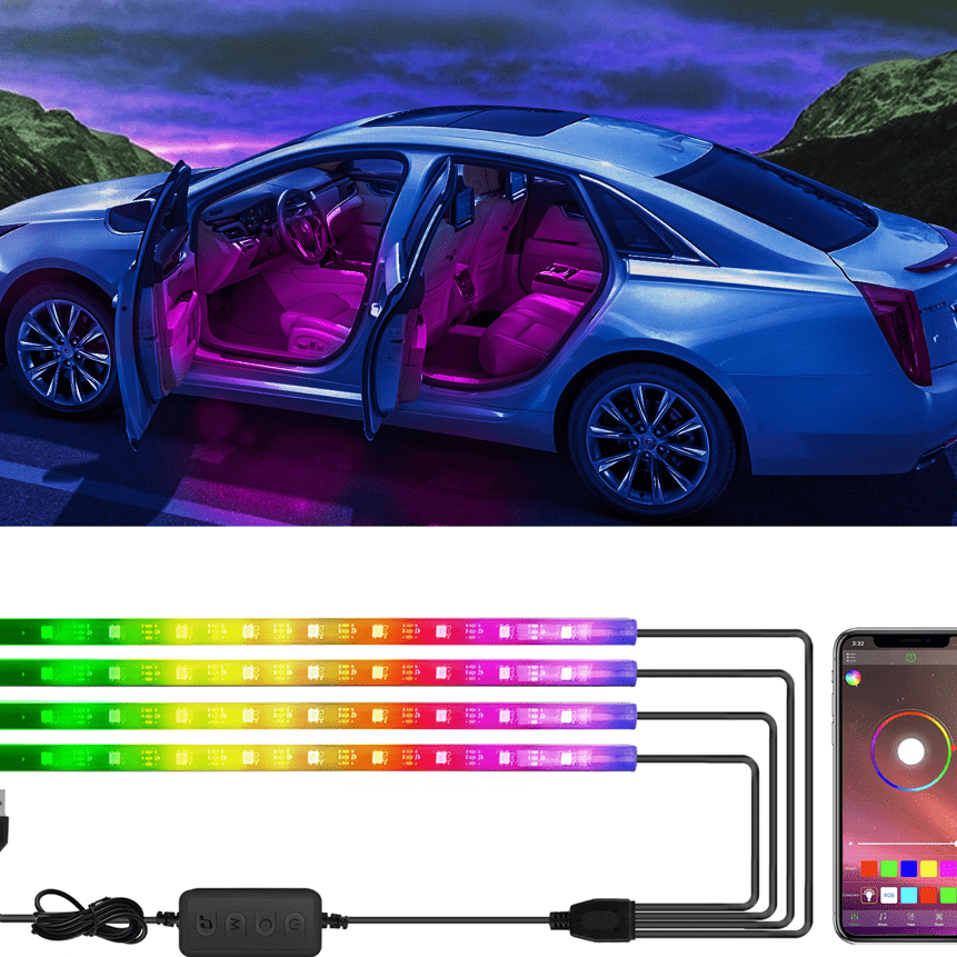 12V Led Auto Ambient Light Car Interior Light RGB Color Flashing