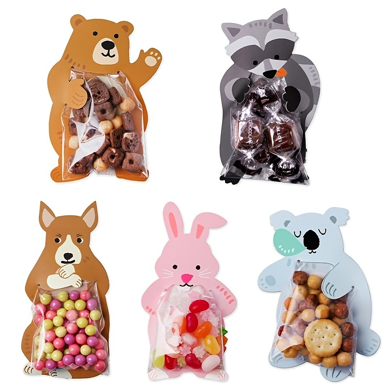 100pcs Cute Bunny Bear Print Ziplock Bags - Perfect for Baby Shower,  Holiday & Party Gifts!